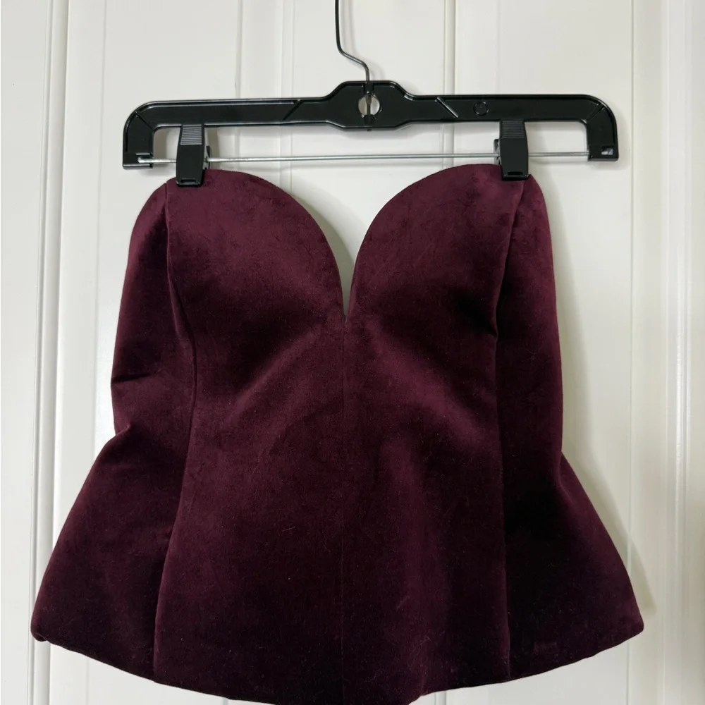 ZARA Burgundy Velvet Corset Bustier Size MEDIUM RALPH LAUREN CHRISTMAS NWOT - Picture 10 of 10